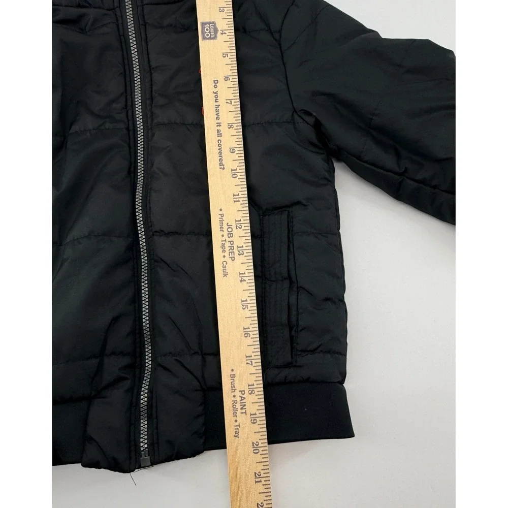U.S. Polo Assn Boys Puffer Jacket‎ XS 4-5 Black Hooded Full Zip Winter Coat